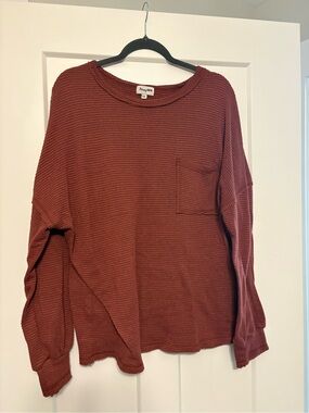 Magnolia Women’s Long Sleeve Waffle Knit Top in Rust